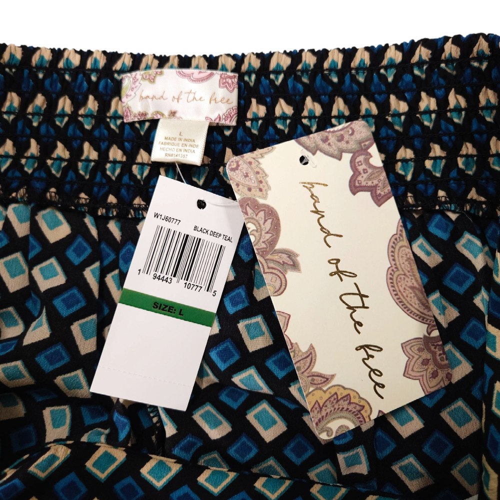 NWT Band Of The Free Colette Diamond Print Ruffle Hem Mini Skirt Preppy Teal L - Picture 7 of 10
